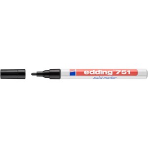 Edding 751 festéktoll, fekete, levett kupakkal.