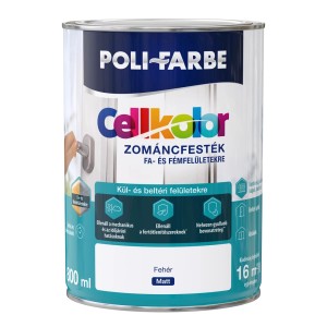 Fehér Cellkolor zománcfesték fához és fémhez, beltéri és kültéri használatra.