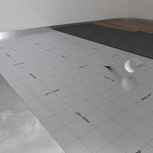 Selitstop Komfort-Feuchteschutz 26 m² hangszigetelésként rácsos mintával a padlón.