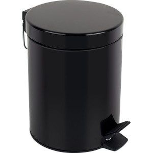 Fekete Spirella Sydney pedálos szemetes, 3 l, fém fürdőszobába és WC-be.