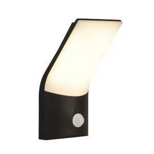 Modern, fekete LED kültéri fali lámpa mozgásérzékelővel.
