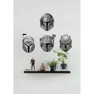 Komar Deco-Sticker: Star Wars Mandalorian sisakok szürke színben, faldekorációként.