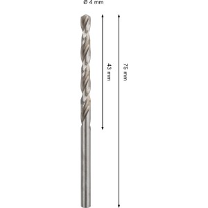 Bosch Pro Metal HSS-G spirálfúró, 4 mm, ezüstszínű, fémmegmunkáláshoz.