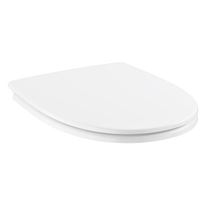 Fehér Grohe Bau Keramik WC-ülőke fedéllel. Karcsú kivitel, SoftClose és Quick Release funkció.