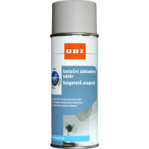 Fehér festékszóró OBI-tól, alkalmas szigetelő alapozókhoz.