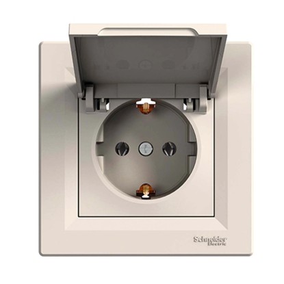 Asfora földelt csatlakozó aljzat csapfedeles bézs