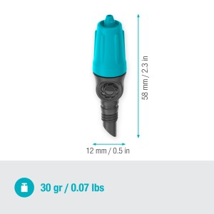 Gardena Állítható végcsepegtető, 0-15 l/h, Micro-Drip rendszerekhez, egyedi növények öntözéséhez.