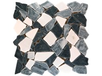 Mozaiklap sokszögletű fekete-szürke-fehér 30 cm x 30 cm Mozaiklap sokszögletű fekete-szürke-fehér 30 cm x 30 cm