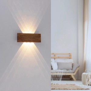 Palma LED fali lámpa fa dekorral, 32x12cm, meleg fehér fényt sugároz felfelé és lefelé.