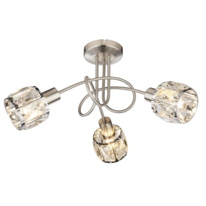 Globo Kris mennyezeti lámpa 3-as 38 cm matt nikkel - króm - áttetsző