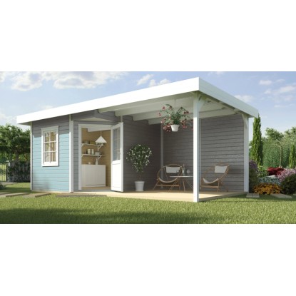 Weka kerti ház San Remo B szürke-fehér sz x mé: 601 x 298 cm ebből 303 cm terasz
