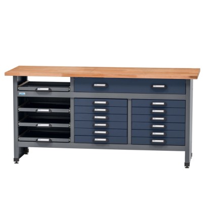 Küpper munkapad 17 fiókkal 84 x 170 x 60 cm sötétkék