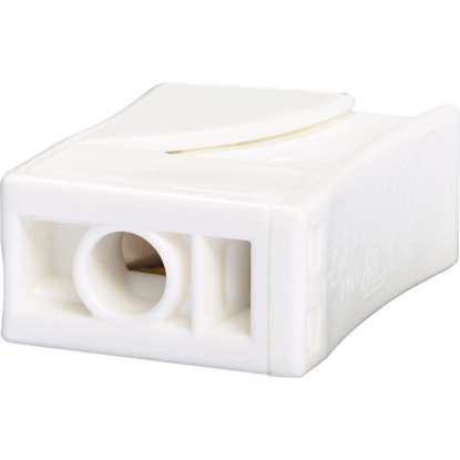 Fehér, 1 pólusú lámpatest csatlakozó 0,75-2,5 mm² vezetékekhez, 6 darab.
