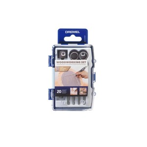 Dremel 681 faipari készlet, 20 darabos, átlátszó műanyag tokban.
