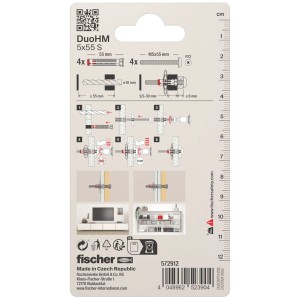 Fischer DuoHM 5x55 S tipli, szerelési útmutató a csomagoláson.