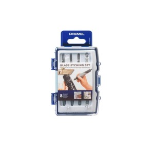 Dremel 682 üveg gravírozó készlet, 8 darabos, átlátszó műanyag tokban.