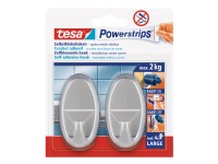 tesa Powerstrips nyom nélkül eltávolítható akasztó matt-króm 2 db 4 ragasztó