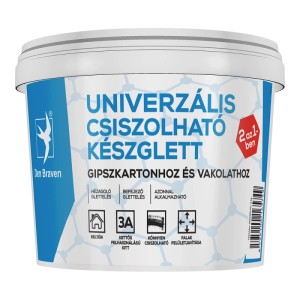 Den Braven univerzális glett, használatra kész vödörben. Ideális gipszkartonhoz és vakolathoz.