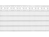 Kétrudas hálós dekor-kerítéspanel csúcsára állított négyszög sor antracit Kétrudas hálós dekor-kerítéspanel csúcsára állított négyszög sor antracit