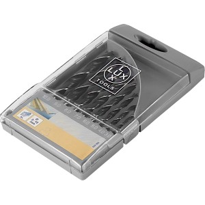 LUX-TOOLS fafúró készlet, 8 részes, Ø 3-10 mm szürke műanyag tokban.