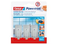 tesa Powerstrips nyom nélkül eltávolítható kis akasztó króm 3 db 4 ragasztó