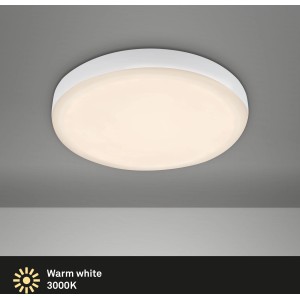Fehér Briloner LED süllyesztett lámpa Plat, Ø 10 cm, meleg fehér fény mennyezeti szereléshez.