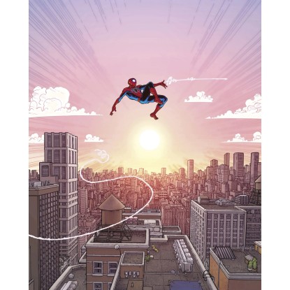 Komar nemszőtt fotótapéta Marvel Spider-Man Swinging Through The Air rózsaszín