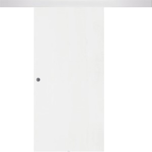 Fehér Livo fa tolóajtó (205x95 cm) alumínium fogantyúval és sínrendszerrel a modern tér kialakításához.