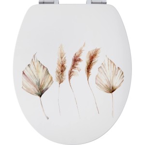 Fehér baliv Uyuni WC-ülőke lassú záródással és növényi mintával.