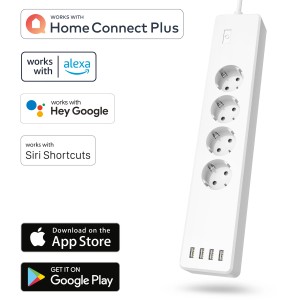 Fehér Hama WiFi elosztó 4 Schuko aljzattal és 4 USB porttal okosotthonhoz.