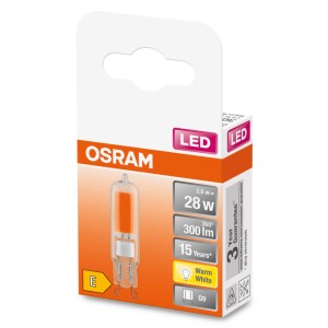 OSRAM G9 LED izzó, meleg fehér, 2.6W, csomagolásban.