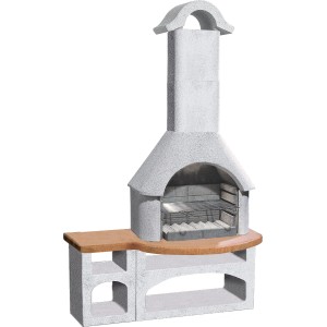 Buschbeck Bozen kerti grillsütő fehér-terrakotta színben, grillráccsal és tárolóval.