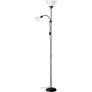 Fekete Brilliant Spari mennyezeti lámpa olvasólámpával, 180 cm magas.