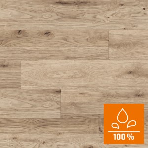 Kaindl Poseidon Barbados Oak laminált padló, 7 mm, vízálló, világos fa hatású, fugákkal.