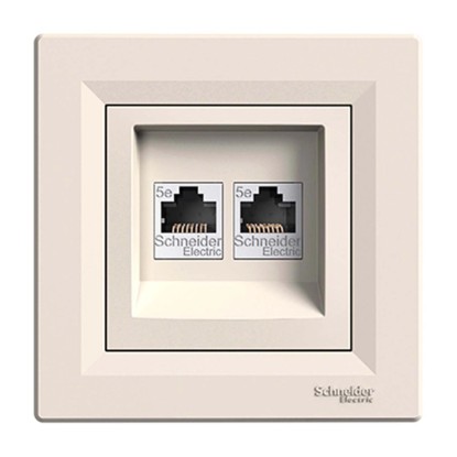 Asfora RJ45 kettős aljzat, CAT5E UTP bézs
