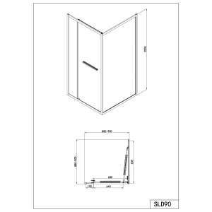 SANOSLIM sarokkabin toló-forgó ajtóval 90 cm króm