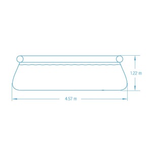 Vázlat egy szürke Bestway Fast Set föld feletti medencéről, kerek, Ø 457 x 122 cm, méretekkel.