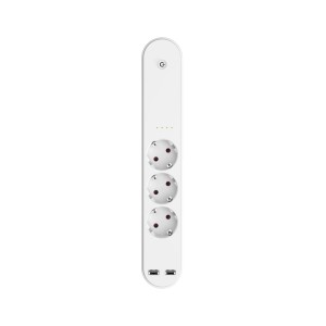Fehér t.b.t. okosotthon elosztó 3 Schuko aljzattal és 2 USB porttal.