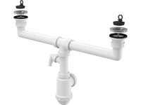 Alca Szifon kétmedencés mosogatóhoz, rozsdamentes leeresztővel