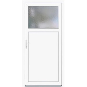 Fehér K301-88 mellékbejárati ajtó mintás üveggel, balos, 88x198 cm.