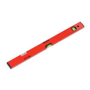 Piros Ellix vízmérték, 60 cm hosszú, vízszintes és függőleges libellával.