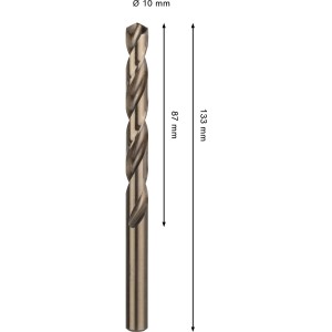 Bosch Pro Stainless Steel HSS-Co spirálfúró, Ø 10 mm, bronz, fémmegmunkáláshoz.