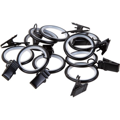 Függönykarikák csipeszekkel 10 db 19 mm fekete