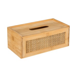 Wenko Allegre barna kozmetikai kendőtartó bambuszból és rattanból, boho stílusban.