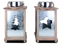 Dekor fa lámpás 38 cm barna - szürke két kivitelben