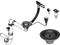 Miló szifonkészlet excenterrel matt fekete 114 mm átmérő