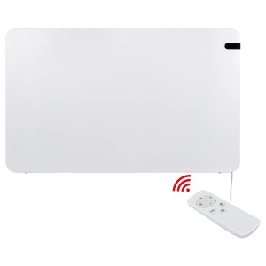 Fehér E2 Elektro Infrae² Alea L 650 W elektromos fűtőpanel távirányítóval.