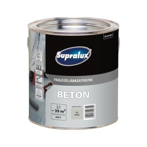 Supralux betonfesték, matt, fém vödörben. Ideális betonpadlókhoz és lábazatokhoz.