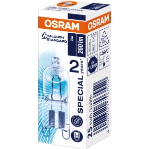 Osram Special Oven Pin G9 halogén izzó, 25W, meleg fehér, sütőbe, 300°C-ig.