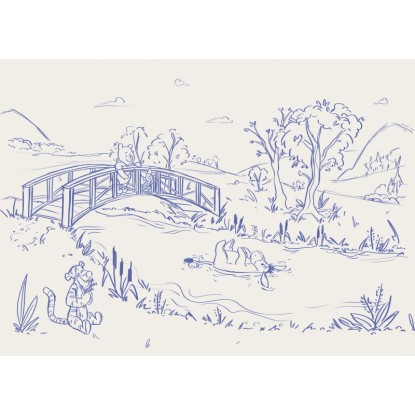 Komar nemszőtt fotótapéta Disney Winnie the Pooh Blue Ink bézs-kék